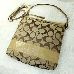 コーチ COACH シグネチャー 2way ショルダーバッグ トートバッグ キャンバス パテントレザー ベージュ  F12824 9922476e20251010