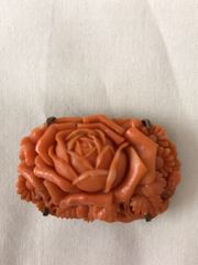 値下げ！アンティーク 薔薇 菊華 珊瑚 帯留 和装小物　サンゴ