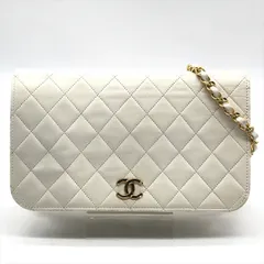 良品 CHANEL シャネル ココマーク プッシュロック マトラッセ ラムスキン チェーン ショルダーバッグ ホワイト ブランド 鞄 Bag k6300