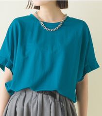 新品　OMNES(オムネス)　【再入荷】 接触冷感　レーヨンナイロン　袖タックプルオーバー　半袖 　春夏新作　ブルー　涼しい　ゆったり