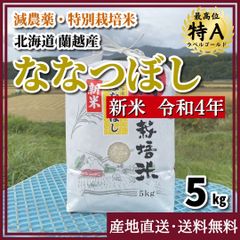 【減農薬・特別栽培米】令和4年 新米 ななつぼし 5kg 北海道 蘭越産