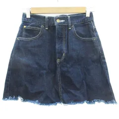 アースミュージック&エコロジー EARTH MUSIC & ECOLOGY × リー Lee デニムスカート 台形スカート ミニ丈 カットオフ S ネイビー 紺 /YM15