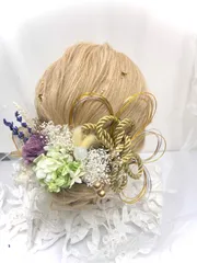 6  成人式　前撮り　結婚式　卒業式　ヘアアレンジ　ヘアドレス　紫