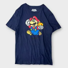 Super Mario 半袖カットソー スーパーマリオ 半袖Tシャツ Tシャツ マリオ キャラT キャラクターTシャツ S ネイビーのサムネイル