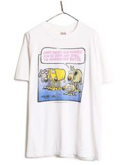 【お得なクーポン配布中!】 90s マザーグース＆グリム イラスト プリント Tシャツ メンズ L / 古着 90年代 オールド キャラクター ヘビーウェイト メッセージ ジョーク