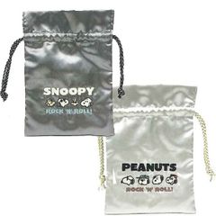 【1個】スヌーピー SNOOPY ロックンロールシリーズ 巾着袋 ES546A ES546B クツワ 2025年6月 女の子 かわいい ポーチ 小物入れ サテン生地