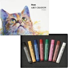 【全国送料無料】　ぺんてる クレヨン アートクレヨン 8色セット PTAC-8　大人のクレヨン おじいちゃん先生 芝崎春通 新色