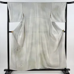 付下げ 身丈157cm 裄丈66cm M 袷 花 刺繍 金銀彩 灰茶 正絹 秀品 【中古】