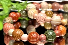 天然瑪瑙◇繊細彫刻 阿拉善(アラシャン)ゴビアゲート 11(丸玉6.5)mm 亀甲彫刻 ブレスレット 1個売り パワーストーン 天然石 _BG5193-11