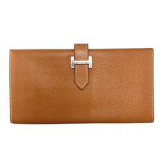 【真贋判定済】HERMES エルメス ベアンスフレ □D刻印  ゴールド×G金具 ウォレット B0314L6GH9