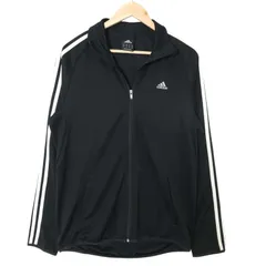 adidas アディダス CLIMALITE ロゴ★ 3本ライン フルジップ ジャージ トラック ジャケット Sz.O メンズ 黒 大きいサイズ