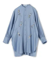 タグ付　MACPHEE　TOMORROWLAND　マカフィー　トゥモローランド　24/AW　12-01-44-01401　コットンモールスキン チュニックブラウス　長袖シャツ　サイズ36　ブルー