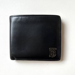 極美品】Burberryバーバリー TBロゴ 二つ折り財布メンズ サフィアーノ