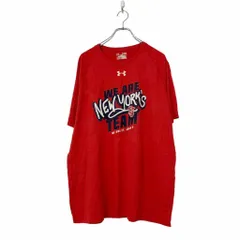 UNDERARMOUR 半袖 ロゴ プリント Tシャツ XL レッド ホワイト アンダーアーマー NY ビッグサイズ スポーツ 古着卸 アメリカ仕入 a508-5996