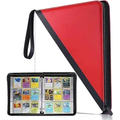 YoKiStar カードファイル 9ポケット トレカ ファイル 大容量 900枚収納可能 防水PU素材 カード収納 カードバインダー 透明シート 両面利用 50ページ 各種カードを集める スターカード コレクションファイル (白と赤, 9ポケット) 1