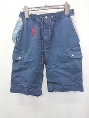 ◇ ⊂ Psycho Bunny サイコバニー 刺繍デザイン ショート パンツ サイズM ブルー系 メンズ E  【1507010003827】