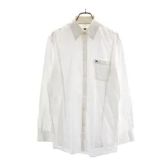 バーバリーブラックレーベル ストライプ地 長袖 ボタンダウンシャツ 39 白 BURBERRY BLACK LABEL 三陽商会 メンズ 【中古】  【230506】 メール便可