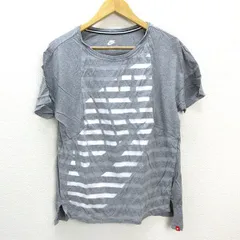 a■ナイキ/NIKEボーダー柄 プリントTシャツ【XL】灰色グレーLADIES/139【中古】