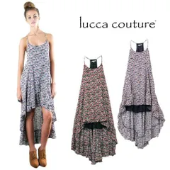 ルッカクチュール lucca couture ワンピース ロングワンピース キャミワンピース マキシワンピース レディース 夏 きれいめ 大きいサイズ アシンメトリー キャミソール 花柄 リゾート 綿 コットン おしゃれ ブランド 紺 ネイビー