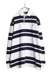 【お得なクーポン配布中!】 90s ポロ ラルフローレン ボーダー 長袖 ラガー シャツ メンズ L 古着 90年代 オールド 長袖シャツ ラグビーシャツ ワンポイント ツートン