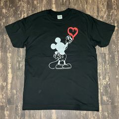 ミッキーマウス・落書きハート・Tシャツ・黒