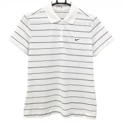 【美品】ナイキゴルフ 半袖ポロシャツ 白×黒 ボーダー DRI-FIT レディース L ゴルフウェア NIKE