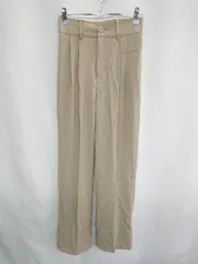 ◇ me+em select ミームセレクト 薄手 シンプル オフィス ストレート タック パンツ サイズS ベージュ レディース E  【1407020039253】
