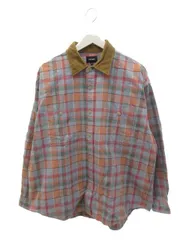 ビームス BEAMS イージーフィット ワーク チェック シャツ S マルチカラー コーデュロイ切り替え エルボーパッチ 長袖 トップス