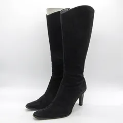 銀座カネマツ ブーツ スウェード ハイヒール ブランド シューズ 靴 黒 レディース 23サイズ ブラック Kanematsu 【中古】