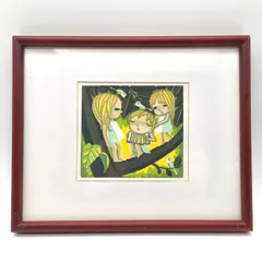池田修三作版画 三人の子供 言い表す フレーム付き