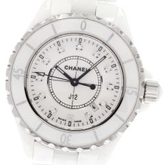 シャネル CHANEL H1628 J12 白セラミック 12Pダイヤ クォーツ レディース良品_875503