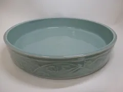 花器　丸水盤　水色　青磁