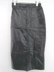 ◇ GRL グレイル フェイクレザー フロントスリット ウエストゴム ロング タイト スカート サイズM ブラック レディース P  【1212190000220】