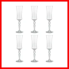 シャンパングラス 6個セット 190ml 食洗機対応 フルート型 ボヘミアングラス GRACE ガラス製  クリスタレックス 40792-190-6