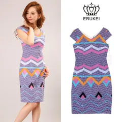 【ERUKEI / エルケイ】幾何学柄プリント タイトミニドレス 28576 sugar シュガー