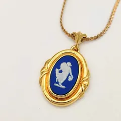 【美品】WEDGWOOD　ウェッジウッド　カメオネックレス　ブルー　シルバー