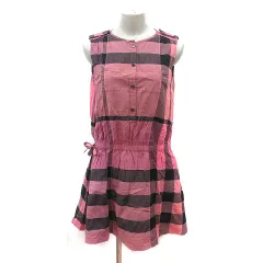 バーバリー ロンドン BURBERRY LONDON ワンピース ミニ チェック ノースリーブ 160A ピンク 黒 ブラック /MS