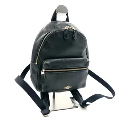 ■極美品■COACH コーチ　ミニチャーリー　ミニリュックサック　バックパック　デイパック　レザー　シボ革　ロゴ金具　ブラック　ゴールド金具　タグあり　F38263 レディース