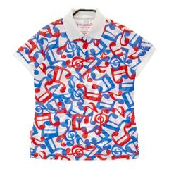 サイズ：L LECOQ GOLF ルコックゴルフ  半袖ポロシャツ 音符 総柄 ブルー系 [240101333785]# ゴルフウェア レディース ストスト