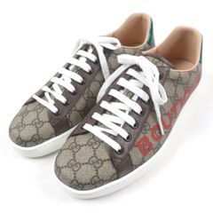 未使用品▼GUCCI グッチ 623236 ACE エース キャンバス レザー GGスプリーム BOUTIQUE ローカットスニーカー ブラウン 8 箱・保存袋付き イタリア製 メンズ