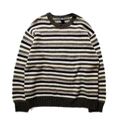 00's ギャップ GAP ボーダー クルーネック ウール ニットセーター (L) 茶系 マルチカラー 00年代 旧タグ オールド 2002年モデル　アメリカ古着 USED  ビンテージ ヴィンテージ