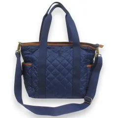美品 POLO RALPH LAUREN ポロラルフローレン キルティング 2Way トートバッグ ショルダーバッグ マザーズバッグ ネイビー ブラウン メンズ レディース 古着 中古 USED