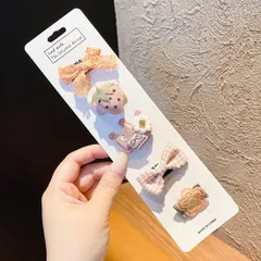 eipatu ヘアクリップ ベビー 赤ちゃん 髪留め 髪飾り キッズ 子供 女の子 リボン サイドクリップ 花 果物 前髪クリップ ヘアアクセサリー 可愛い 5点セット (J)