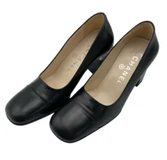 CHANEL シャネル スクエアトゥ レザー パンプス サイズ34 レディース  