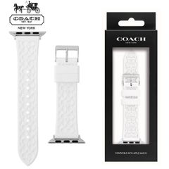 COACH コーチ Apple Watch アップルウォッチ 14700050 バンド ベルト シリコン ラバー ホワイト 白 シルバー Cマーク ロゴ シグネチャー Iwatchシリーズ 9 8 7 6 se 5 4 3 2 1 38mm 40mm 41mm