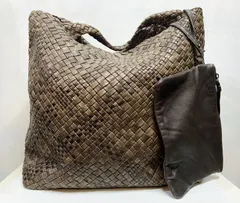 イタリア製 FALORNI｜ファロルニ イントレチャート 編み込みレザー ハンドバッグ トートバッグ 鞄 F1131