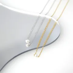 選べる２色！１粒パールネックレス｜サージカルステンレス製 金属アレルギー対応【stn49】