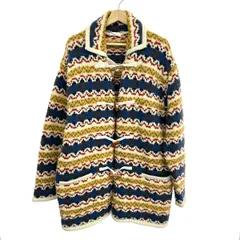 良好 PAPAS パパス マドモアゼルノンノン 総柄 ダッフル コート サイズ:表記なし  マルチカラー ウール メンズ ニット 幾何学模様　240001142877