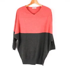 ニコアンド ニット セーター 7分袖 ドルマンスリーブ Vネック アンゴラ混 無地 M相当 レディース フリーサイズ グレー niko and... 【中古】