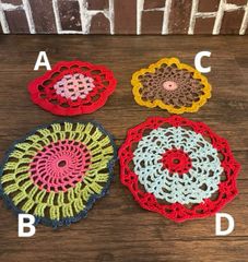 【293】ハンドメイド　レース編み　いろいろコースター　4点セット